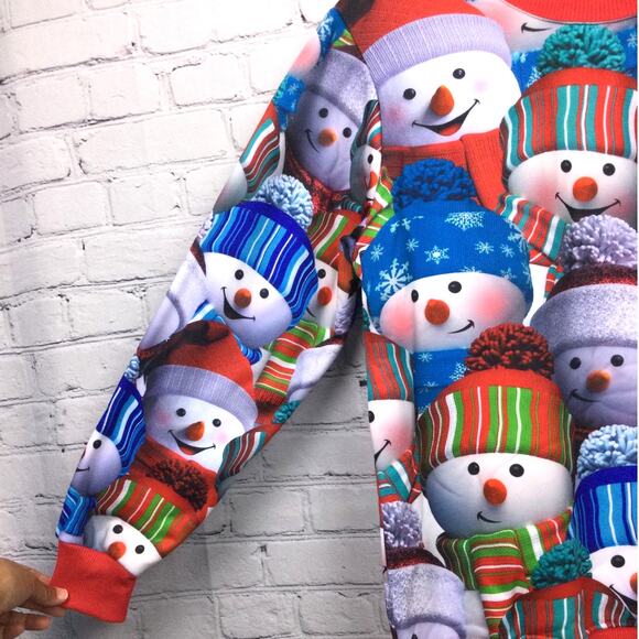 Threadcraft Crewneck Snowman Graphic Fleece Lined Christmas Sweatshirt M - Picture 5 of 11